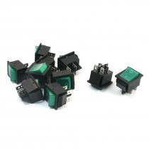 10pcs DPST 2Position Green Button Snap in Rocker Switch AC 250V 15A