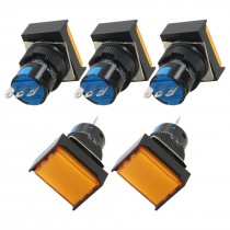AC 250V 5A 1NO 1NC Latching Orange Rectangular Push Button Switch 5 Pcs