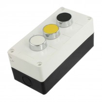 AC 240V 3A Black White Yellow NO Momentary Flat Push Button Switch Station