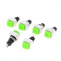 6 Pcs Green Momentary N/O SPST AC 250V/2A Square Push Button Switch