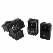 AC 250V 10A ON/OFF Switch C14 Male Soldering Power Adapter Socket 5pcs