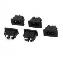 5pcs AC 250V 5A 2 Pins IEC320 C8 Inlet Male Plug Power Socket Black