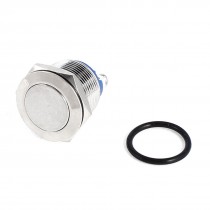 Momentary SPST 19mm Thread Dia Stainless Steel Flat Head Push Button Switch