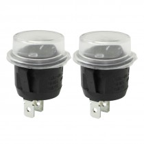 AC 250V 10A/6A 2 Terminals SPST On/Off Round Rocker Switch w Cap Pair