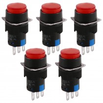 5 x 3 Pins 1NO 1NC Red Latching Push Button Switch AC 250V 5A