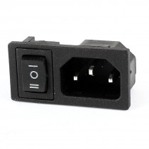Panel IEC320 C14 Inlet Power Socket On/Off/On SPDT Rocker Switch AC 250V 10A
