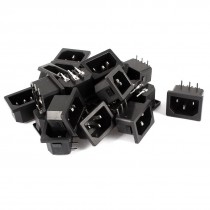 20 Pcs Right Angle 3Pin IEC320 C14 Inlet Power Socket Black AC 250V 10A