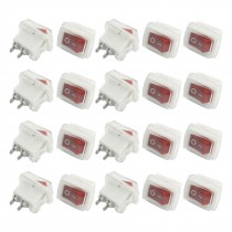 20 Pcs 2 Pin ON/OFF SPST Waterproof Snap In Rocker Switches AC 3A 250V
