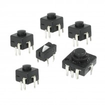 6 Pcs 4 Pin Square Flashlight Torch Push Button Switch Black AC 250V 1.5A
