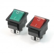 2 PCS On-Off DPDT 6 Pin Terminals Green+Red Pilot Lamp Rocker Switch AC250V 15A