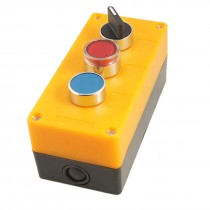 AC 220V 2NO 1NC Red Lamp Cap 2 Position Black Rotary Switch Push Button Station