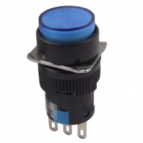 AC 250V 3A Momentary NO NC 3 Terminals Blue Push Button Switch