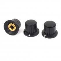 Black 19mm Top Dia 6mm Shaft Potentiometer Volume Control Knobs 3 Pcs