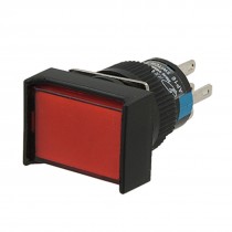AC 250V Red Rectangle Cap Self-reset Push Button Switch