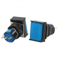 2 Pcs Blue Rectangular 1NO 1NC Self Locking 16mm Push Button Switch AC 250V 5A