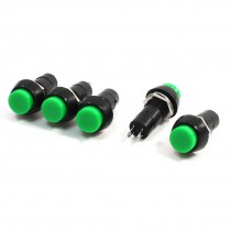 5 Pcs Green Button Latching 2 Pins Push-Button Switch AC 250V 3A