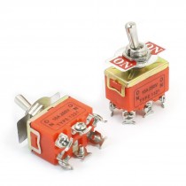 ON-ON DPDT 6 Screw Pin Rocker Type Toggle Switch AC 250V 15A E-TEN1321 2pcs