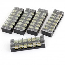 5 Pcs 600V 25A Double Row 6 Position Terminal Barrier Blocks Connector TB-2506L