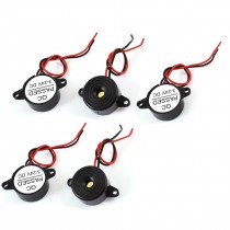 5 Pcs DC 3-24V 85dB 16 Ohm Electronic Buzzer Alarm Black 23 x 11mm