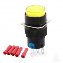 AC 220V Orange Lamp Locking Round Push Button Switch + Insulated Crimp Terminal