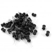 50Pcs 680uH 450mA 6x8mm 10% Tolerance Shielded Radial Lead Inductor Black