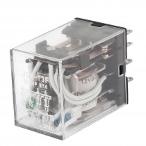 HH54P DC 12V Coil Voltage 14 Pins 4PDT Green LED Electromagnetic Relay