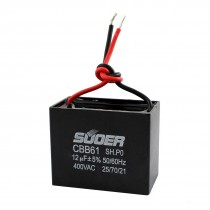 CBB61 AC 400V 12uF Wired Polypropylene Film Motor Run Capacitor