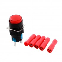 DC 24V Red Light Panel SPDT Momentary Pushbutton Switch w Wiring Terminals