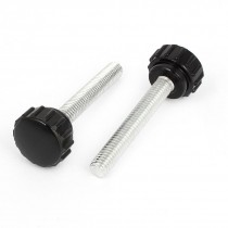 2 Pcs Black 6mm Male Threaded 51mm Long Knurled Grip Knobs Replacement