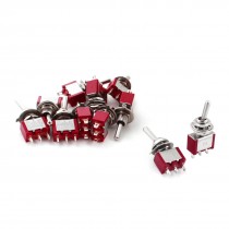 10Pcs Red Three Positions 3-Pin SPDT Mini Toggle Switch 5A AC125V 2A AC250V