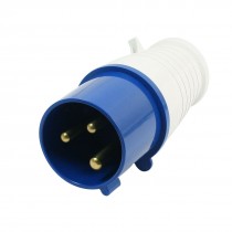 AC 220-250V 32A IP44 3-Pin Male Industrial Waterproof Plug Blue White