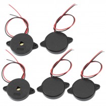 5 Pcs DC 1-30V 80dB Sound Electronic Buzzer Alarm Black 30 x 5mm
