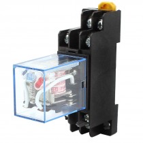 AC 200-220V 5A Coil 8Pin DPDT 35mm DIN Rail Electromagnetic Power Relay + Socket