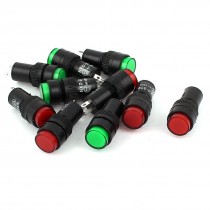 10 Pcs AC 220V 12mm Red Green Neon Indicator Light Pilot Signal Lamp