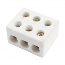 6mm Wiring Hole Dia Porcelain Ceramic Terminal Block 3 Way 6 Hole AC 250V 600C