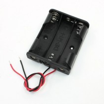 Black Plastic Wired 3 x 1.5V AA Battery Case Holder