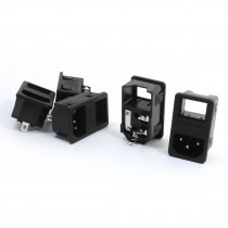 5 Pcs AC 250V 10A 3 Pins IEC320 C14 Male Plug with Fuse Holders