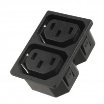 IEC 320 C20 Male 2 Way Panel Outlet Power Socket Black AC 250V 10A