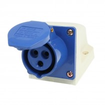 AC 220-250V 16A 2P+E IEC309-2 Panel Mount Industrial Socket Blue White