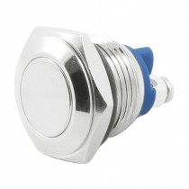 16mm Flush Mounted Momentary SPST Silver Tone Stainless Round Push Button Switch