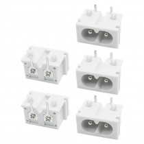 5Pcs White Plastic PCB Board IEC320 Inlet C8 Power Adapter Outlet AC 250V 2A