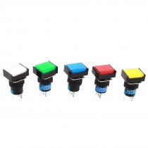 5pcs AC220V Indicator Light SPDT Momentary Rectangle Head Pushbutton Switch 16mm