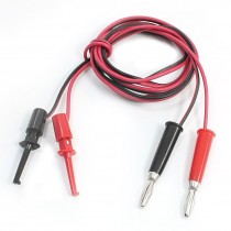 Pair Test Hook Clip to Straight Banana Plug Connector Lead Cable 1M