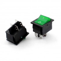 2 x KCD-102 Green Light DPST On/Off Boat Rocker Switch AC 220V 5A
