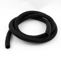 Black Plastic 25mm x 23mm Corrugated Wire Tubing Convoluted Hose Tube 6.5Ft Long