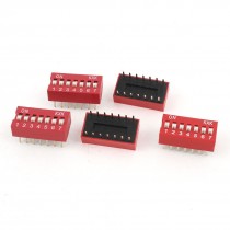 5 Pcs DIP Mount 2 Row 14 Pins 7 Positions Sliding Switch 2.54mm Pitch