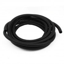 Black Plastic 18mm x 15mm Corrugated Wire Tubing Convoluted Hose Tube 16Ft Long