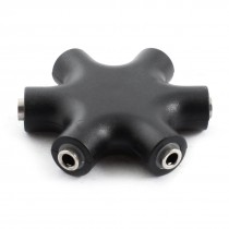 Snowflake Shaped 6 Port 3.5mm Female Stereo Audio Plug Jack Convertor Black