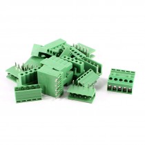 10 Pcs 5pin 3 96mm Spacing PCB Screw Terminal Block Connector 300V 10A AWG14 26