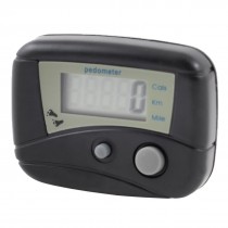 Black Green Plastic Electronic Digital Step Counter Pedometer + Clip
